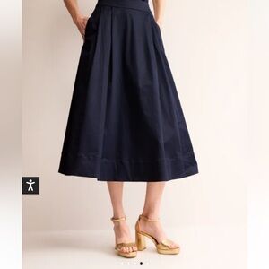 Boden Isabella Cotton Sateen Skirt Navy LIKE NEW sz 8